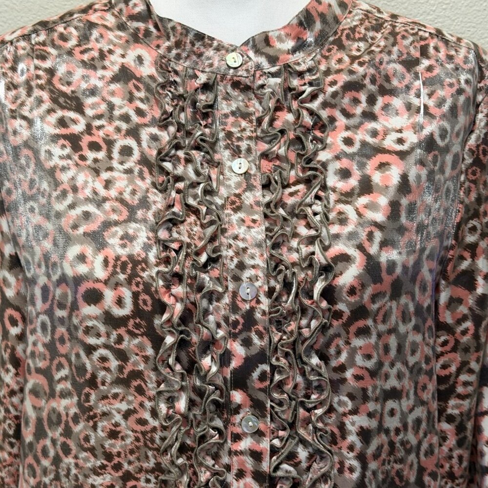 Ruby Rd Pink Leopard Luster Print, Ruffles, Long … - image 2